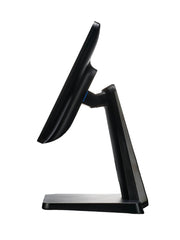 Black  Landi c20 lite electronic device on a stand against a black background