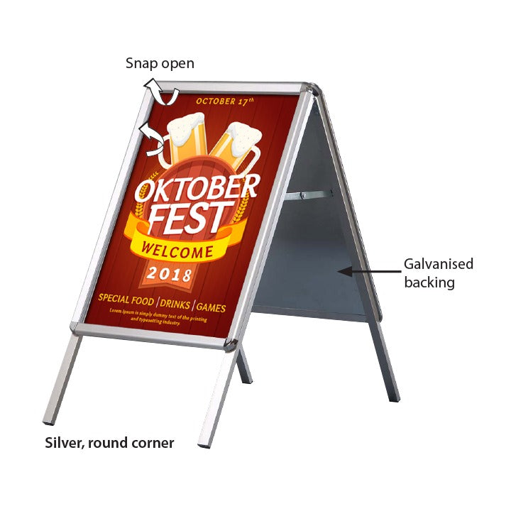 Professional Outdoor A-Board Sign | A1 & A2 Sizes | Black & Silver