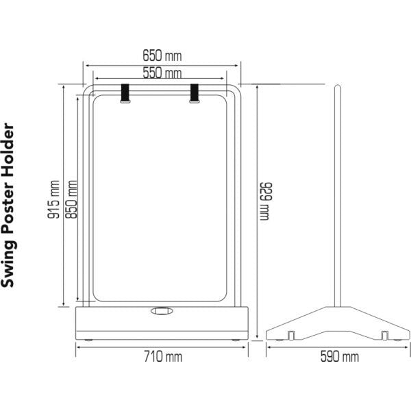 A1 Black Swing Poster Sign | Wind-Resistant Pavement Sign