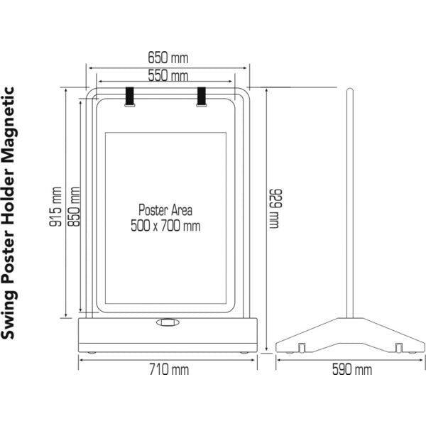 A1 Black Swing Poster Sign | Wind-Resistant Pavement Sign