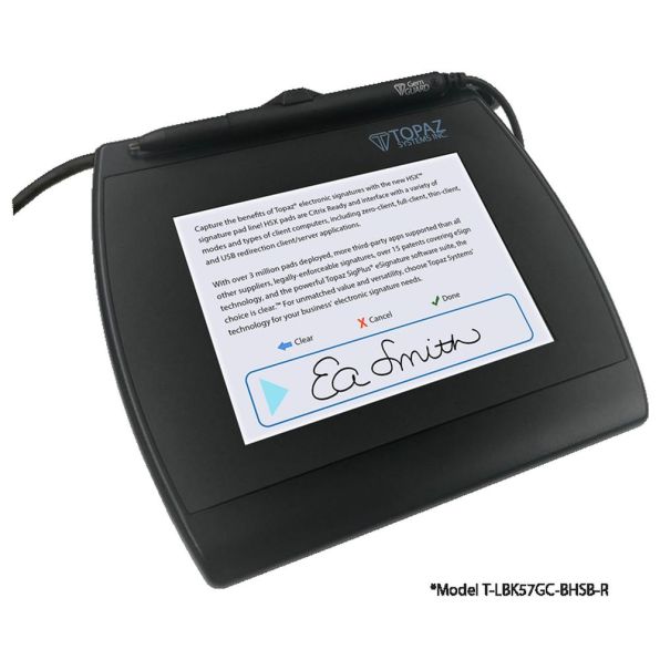 Topaz SignatureGem Color 5.7 Dual Interface Signature Pad (T-LBK57GC-BHSB-R)