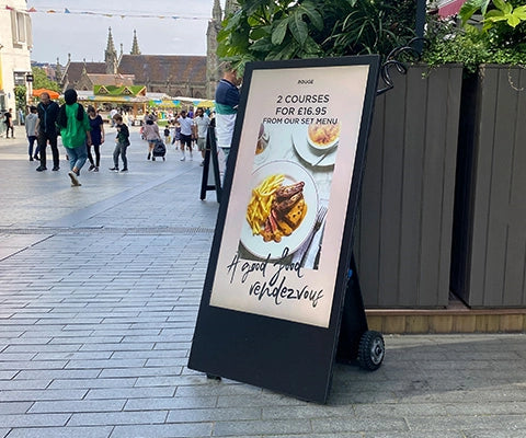 Allsee 43" Outdoor Digital Battery A-Board | Weatherproof IP65 Advertising Display