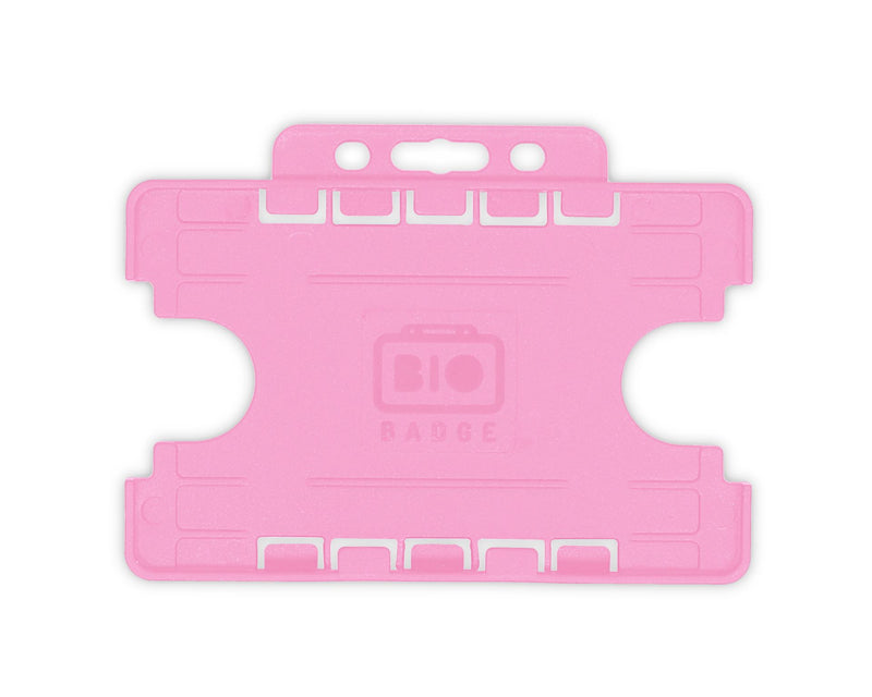 BioBadge Pink Dual-Sided Holders Landscape - Pack of 100